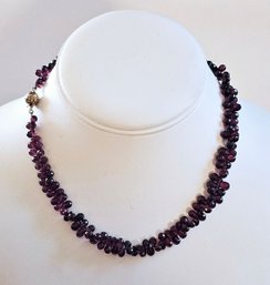 14k Gold Clasp Briolette Cut Fully Faceted Garnet Bead Choker Necklace