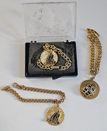 Vintage Gold Tone Charm Bracelets Including Sniffing Bloodhounds