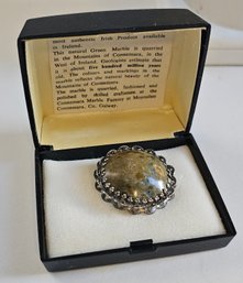 Vintage Boxed Ireland Connemara Marble Brooch