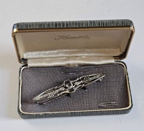 Vintage Krementz Boxed Silvertone Brooch