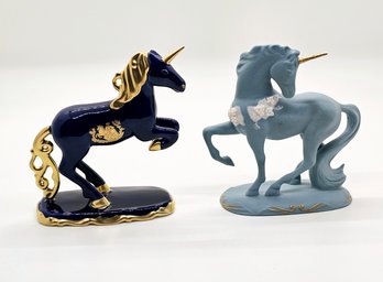 Vintage The Franklin Mint Limoges And Wedgewood Unicorn Tribute Figurines