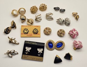 Vintage Clip Earring Grouping Including Monet Trifari Judy Lee