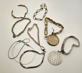 Vintage Silver Tone Bracelets Including Medallion Charms