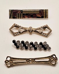 Vintage Art Deco Style Brooches Including Enamel And Rhinestone