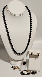 Vintage Monet Black Beaded Necklace And More