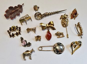 Vintage Gold Tone Brooches And Pins