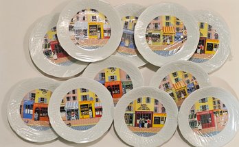 Philippe Deshoulieres Limoges Porcelain Cafe Dessert Plates.set Of 11
