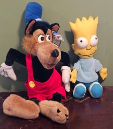 Vintage Bart Simpson And Disney The Big Bad Wolf Plush