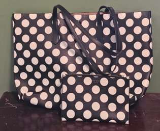 Kate Spade Polka Dot Tote And Matching Accessory Pouch