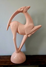 PERFECT Vintage Haegar Art Deco Pink Antelope Statue
