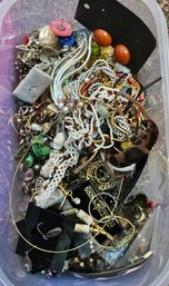 Unsorted Vintage Jewelry Shoebox Sized With Lid