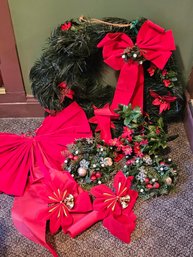 Vintage Christmas Wreath, Bows, And Candle Surrounds YEAH PLASTIC CHRISTMAS