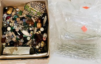 Vintage Jewelry Making Pins And Beads, Crystals