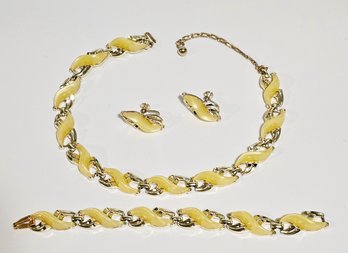 1960s Yellow Moonglow Thermoset Jewelry Set