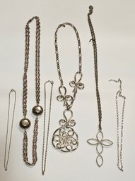 Vintage Silvertone Necklace And Chains Including Roget