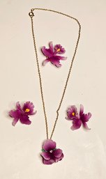 Darling Purple Pansy And Orchid Necklaces And Earrings