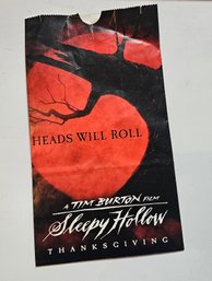 Tim Burtons's Sleepy Hollow Premiere Unused Popcorn Bag