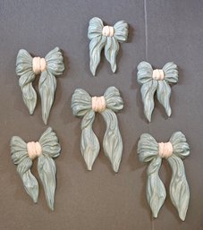 COQUETTE PERFECTION Vintage Homco Pink And Grey Bows Wall Decor