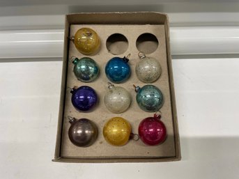 Box Of Vintage Miniature Christmas Balls