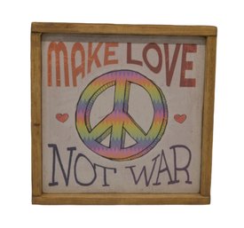 Handmade Retro Groovy MAKE LOVE NOT WAR Wooden Sign