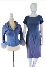 1950s Wiggle Dress And Matching Jacket THE FURRY CUFFS!!