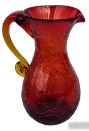 Midcentury Amberina Crackle Glass Vase