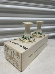 Pair Of 1970s Lenox Holiday Candlesticks