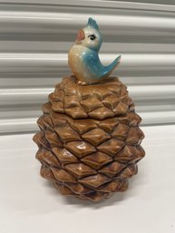 Metlox Blue Bird Pinecone Cookie Jar