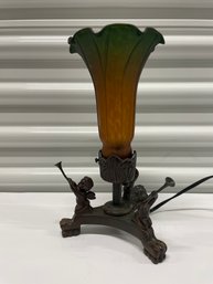 Cherub Art Glass Shade Lamp