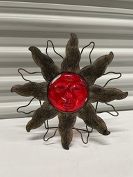 Metal Sun With Glass Face