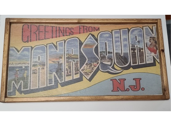 Greetings From Manasquan NJ Handmade Wooden Sign Art SHIPPING EXTRA