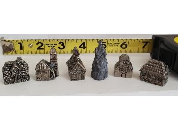Home Sweet Home! Vintage Miniature Pewter House & Castle Lot