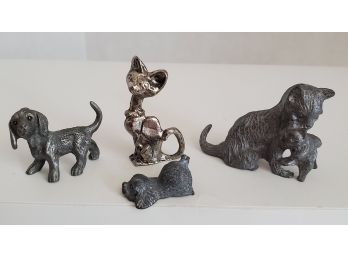 Meow, Woof! Vintage Miniature Pewter Figurines