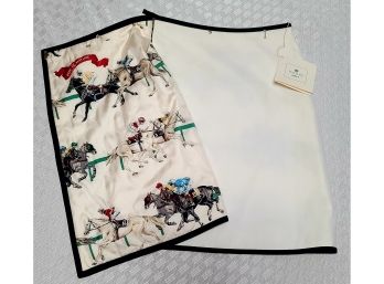 Wathne Silk Wrap Skirt NWT LOOK AT THAT INNER RACE HORSE PRINT!