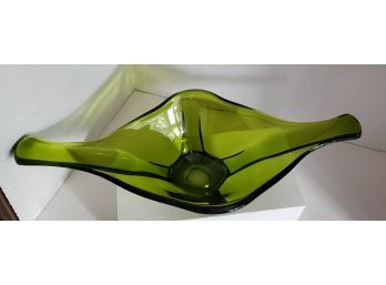 Green With Envy! Vintage Viking Art Glass Console Bowl SHIPPING EXTRA