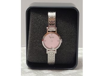 Like New Coach Ladies Watch Pink Face Logo Band