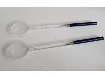 Vintage Lucite And Metal Salad Tongs