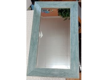 Cute Blue Washed Framed Mirror 17x29 PICKUP ONLY