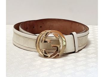 Gucci Vintage Authentic White Logo Belt And Buckle
