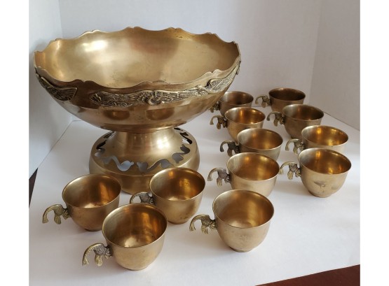 Fit For A King Vintage Solid Brass Punch Bowl Set  PICKUP ONLY