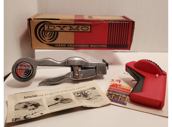 Vintage Dymo Mite Hand Embossing Machine And Bonus Vintage Dymo ID Label Maker SHIPPING EXTRA