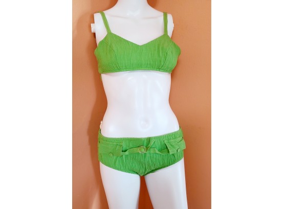DYIIIING 1960S Green Belted Bathing Suit XS