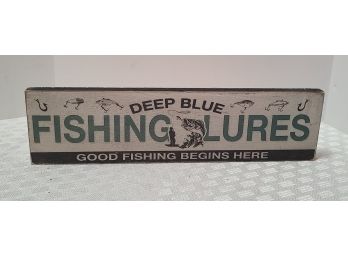 Handmade Wooden Fishing Lures Sign 16x4'