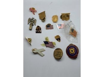 Vintage USA Flags Pink Ribbons Pins And More