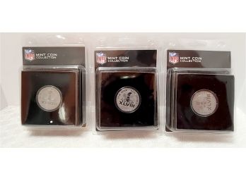 3 NIB The Highland Mint Super Bowl 48 Coins NJ NY
