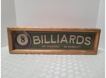 Billiards Pool Handmade Wooden Sign 18x5.5 SHIPPING EXTRA