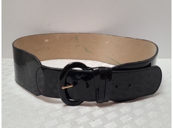 Vintage Oscar De La Renta Patent Black Waist Belt Large