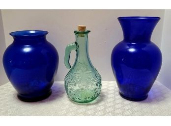 Blue Vases And Glass Libbey Decanter PICKUP ONLY