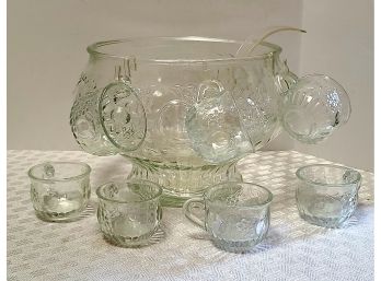 Vintage Glass Punch Bowl And Cups PICKUP ONLY
