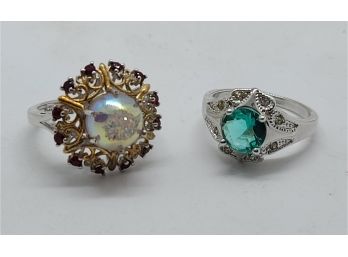 2 Incl Opal And Ruby Styled Rings Size 8